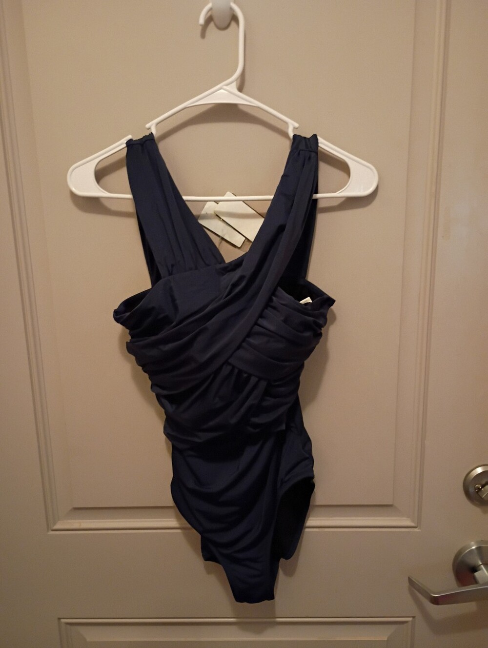Garnet Hill Women's Navy Blue Crisscross One Piece Swimsuit Size 4